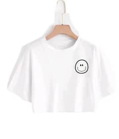 White smiley face crop top !!