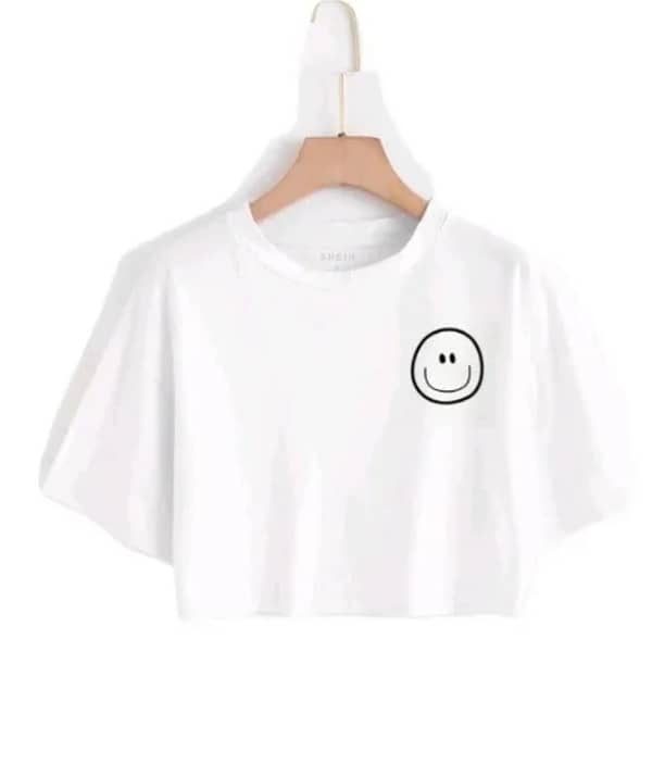 White smiley face crop top !! 0