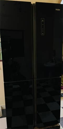 Haier SBS Refrigerator Double Door Black Glass