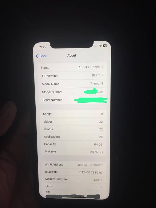 Iphone 11 Non pta jv 64Gb totally Original 86% battery health 2