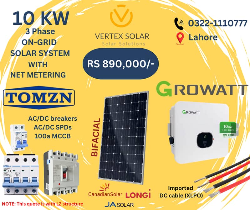 Solar Inverter, Solar Panels, Solar installation service, Growatt 10KW 0