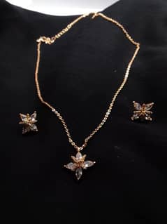 Golden Dainty leaf drop necklace and earrings set