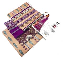 3 PCs women's unstitched khaadar