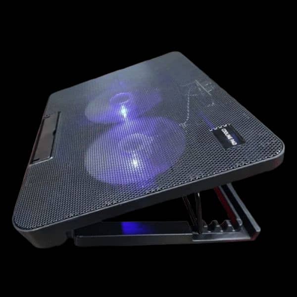 Laptop Cooling Pad with Dual Fans, Metal Mesh, and Adjustable Stand 1