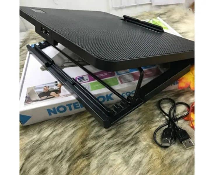 Laptop Cooling Pad with Dual Fans, Metal Mesh, and Adjustable Stand 4