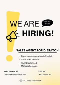 Sales Agent requires for Dispatching