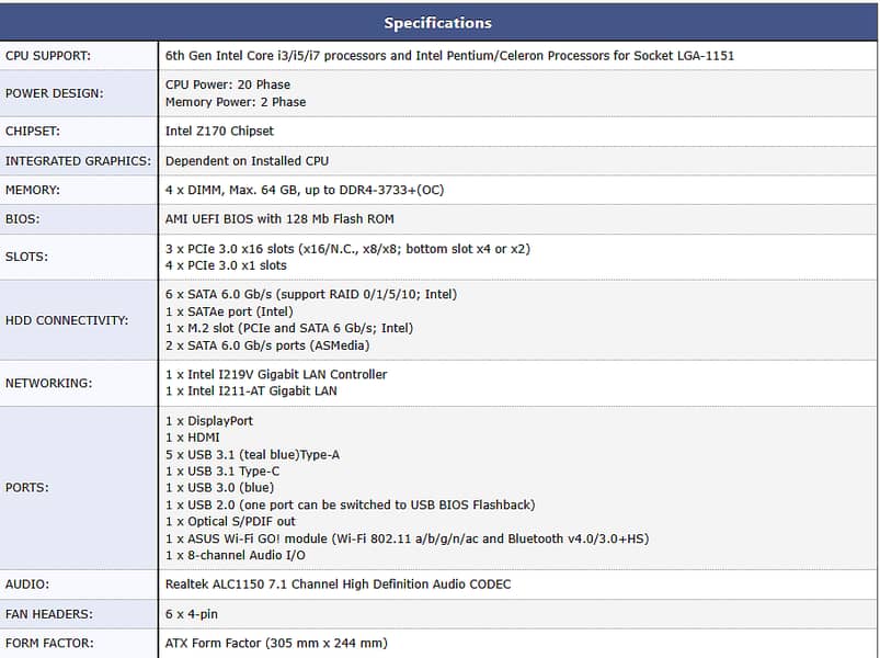 Asus Z170-Deluxe CORE I5-6500 6