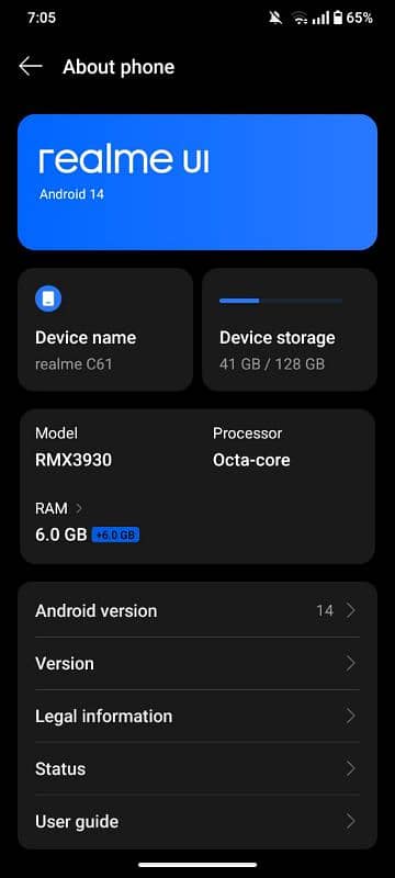 Realme C61 in warranty only two months use. good Condition 0