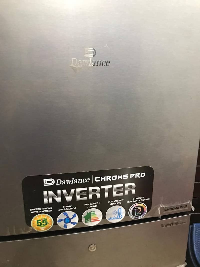 DAWLANCE 2 DOOR INVERTER REFRIGERATOR Model 9193LF CHROME PRO 2