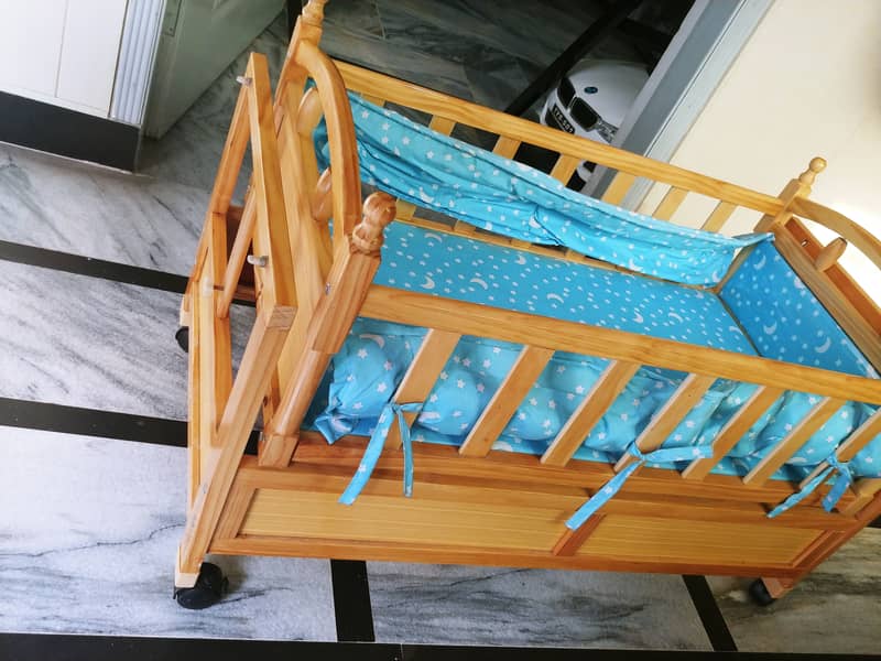 Baby Swing Cot Wooden 2