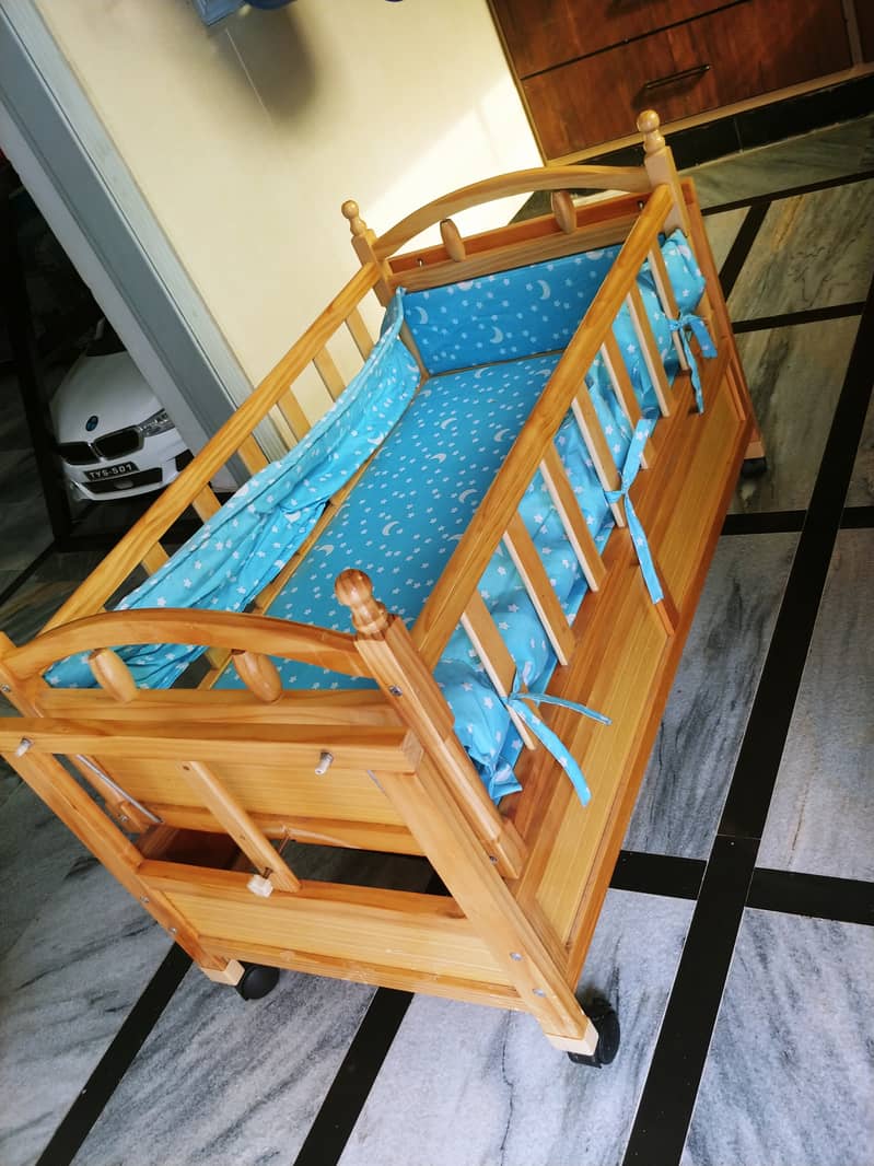 Baby Swing Cot Wooden 3