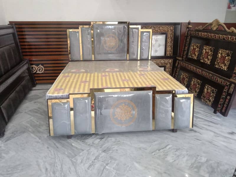 wooden double bed bed set side table and dressing table 7