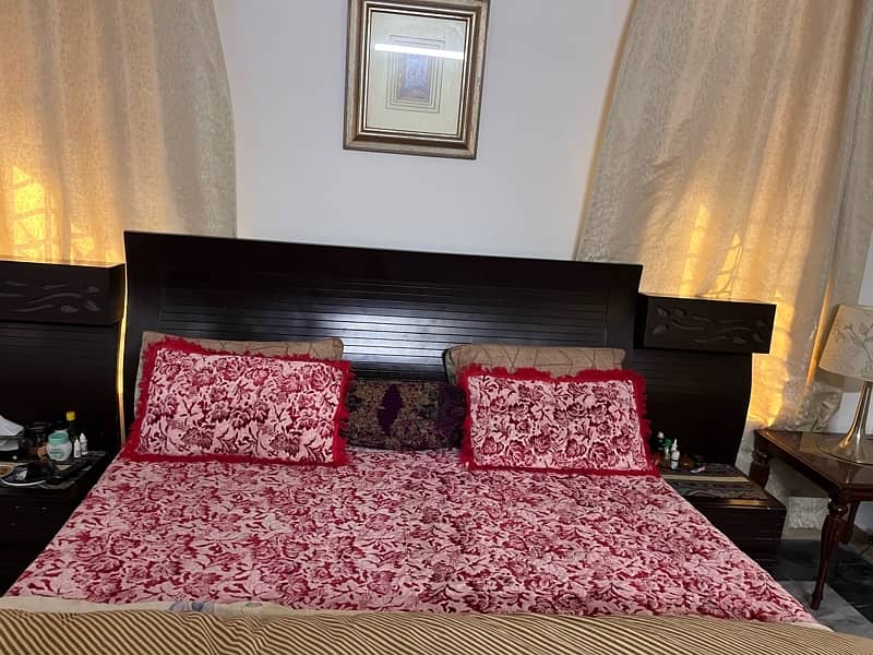 king size bed with dressing table side table and spring mattress 1