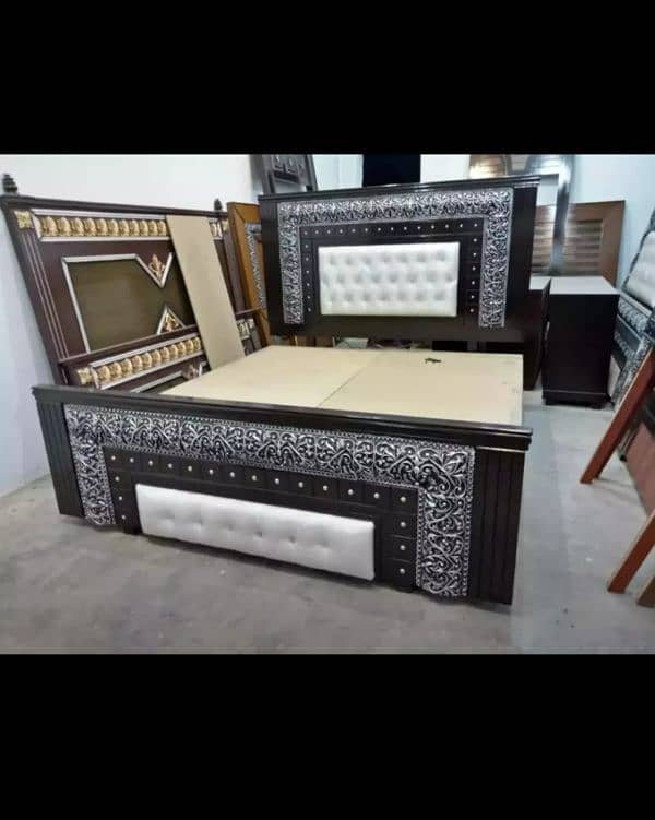 wooden double bed side table and dressing table 3