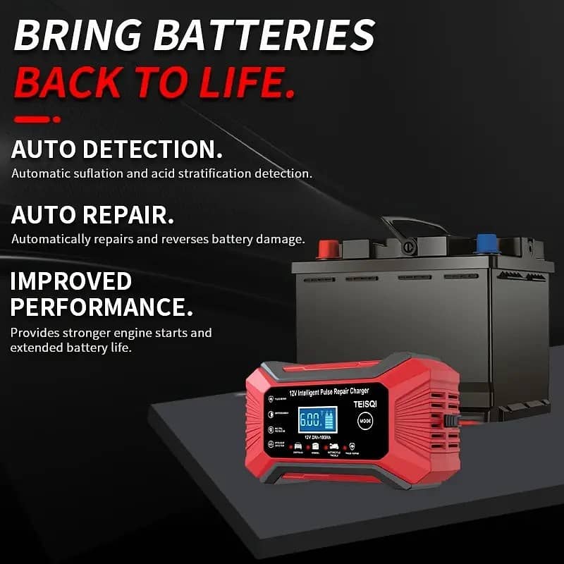 Smart battery Charger 12V, 6A With Lcd Display for Cars,Truck and Bike 1