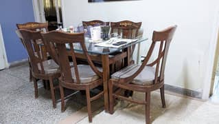 6 seater sheesham wooden chairs and table