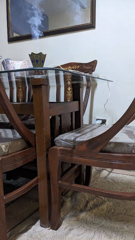 6 seater sheesham wooden chairs and table 1