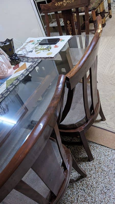 6 seater sheesham wooden chairs and table 4