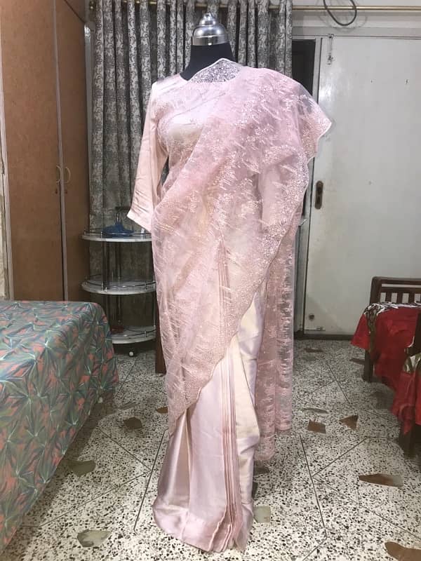 Pink net Saree 3