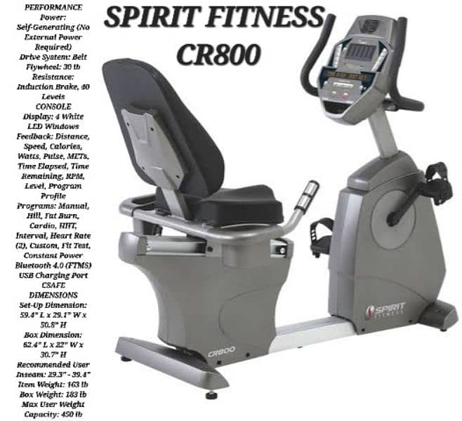 spirit usa commercial recumbent exercise bike gym and fitness machine 1