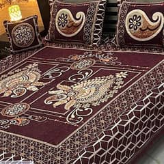 4 Pcs Velvet Jacquard Embroidered Double Bedsheet