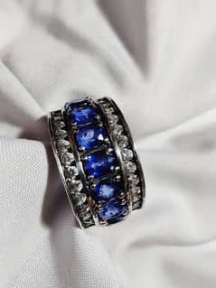 Blue Sapphire Silver (چاندی) Ring