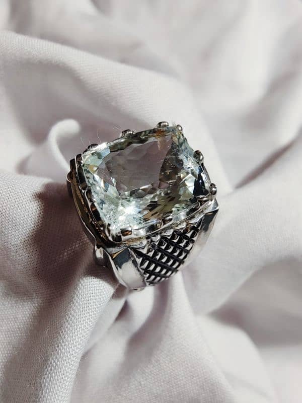 Aquamarine Silver (چاندی) Ring 0