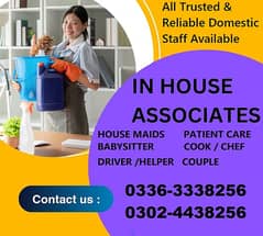 House maid, Maids, Baby Sitter, Chef, Cook, Patient Care, Couple,