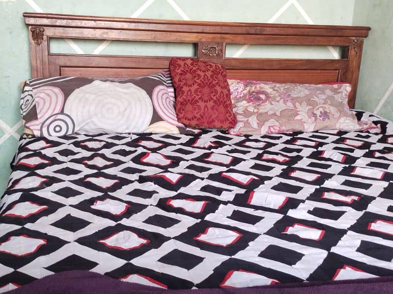 wooden Bed with Mattress 0