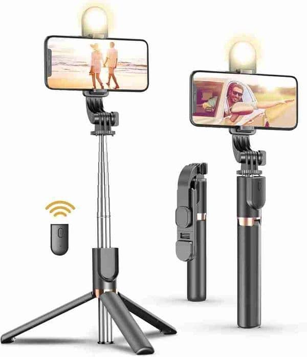 4 Option Portable Selfie Stick With Bluetooth Remote free cod 0