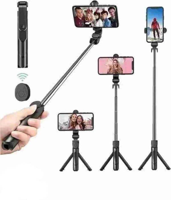 4 Option Portable Selfie Stick With Bluetooth Remote free cod 1