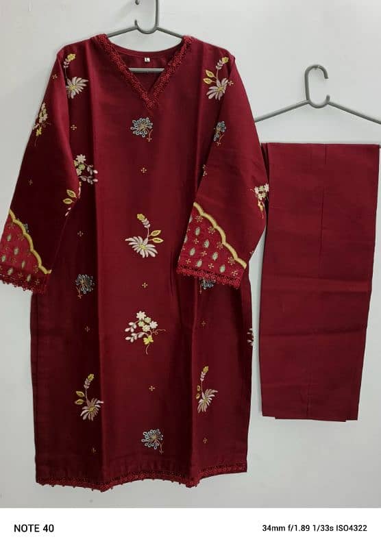 2pc Stitched Dress Velvet Khaddar Cotton Lawn 6