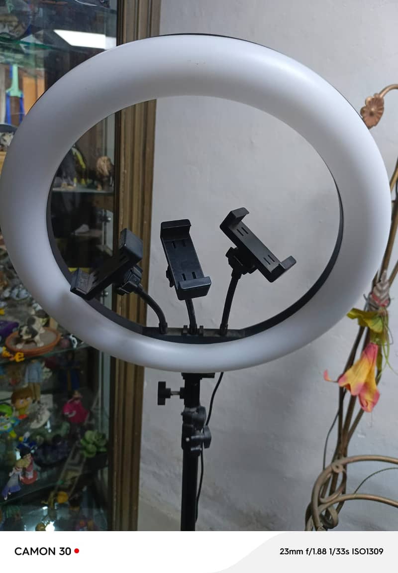 Ring light with Solid stand and 3 camera stands also 0