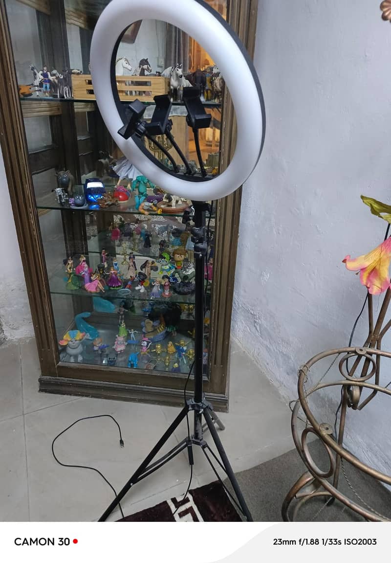 Ring light with Solid stand and 3 camera stands also 1