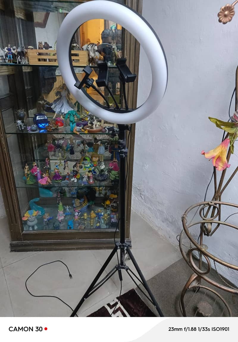 Ring light with Solid stand and 3 camera stands also 2