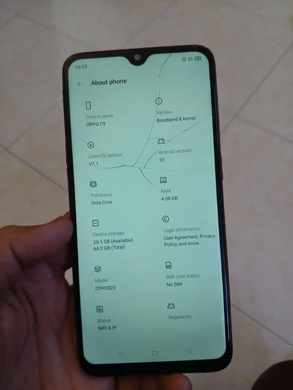 oppo f9 4gb 64gb official PTA approved 5