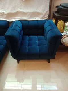 Blue Color 5 Seater Sofa Set for Sale