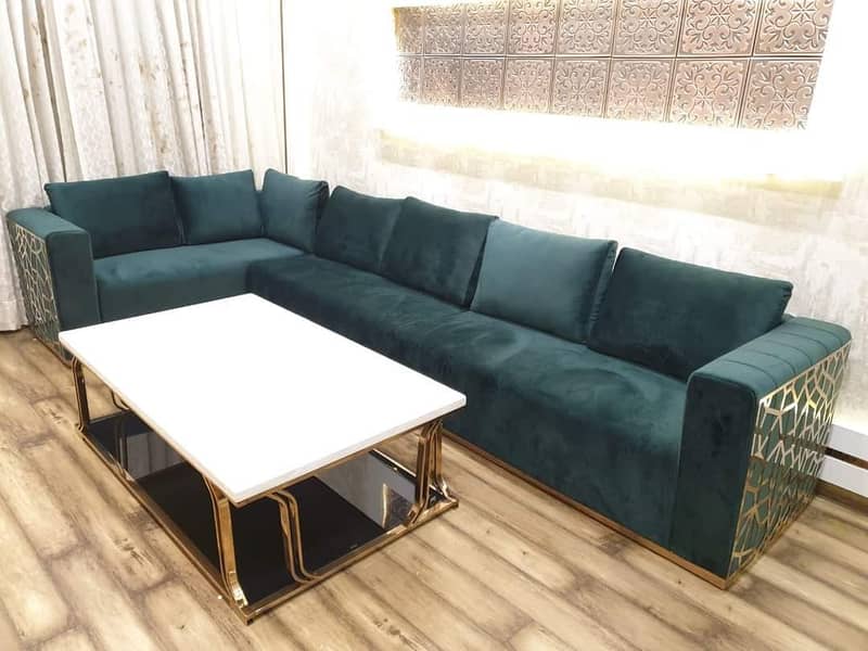 L shape sofa set / 5 seater sofa set / wooden sofa set / luxury sofa 12