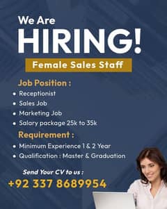 Female Sales Executive || Jobs For Female