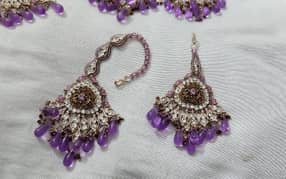 Pure Kundan Jewelry Set with Jhumar & Bindi for sale