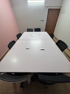 office table/workstation and 8 chairs