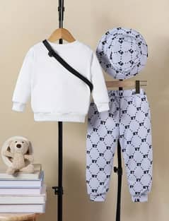 2pcs Baby's NY Letter Print Sweatshirt & Hat & Bag & Casual Pants,