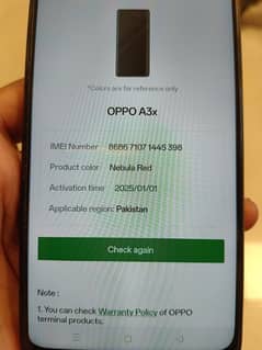 Oppo A3x 4/128 just 22 days used