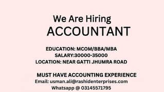 Accountant Required for a textile firm