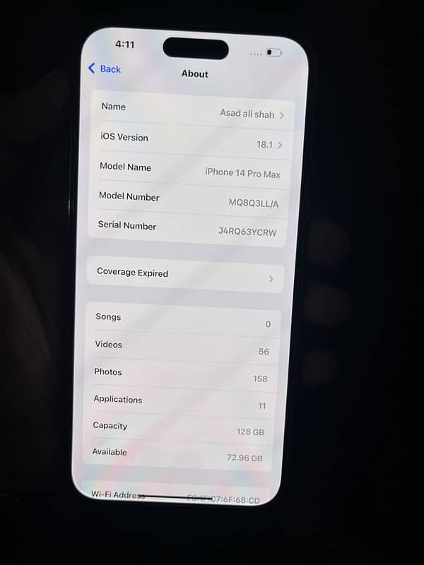 iphone 14pro max non jv 128gb 4