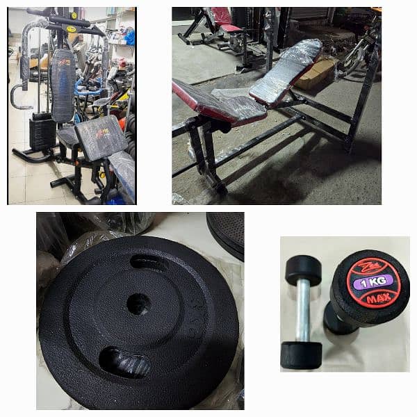 home gym 0308-1043214/ dumbles / multi bench / multi gym 0