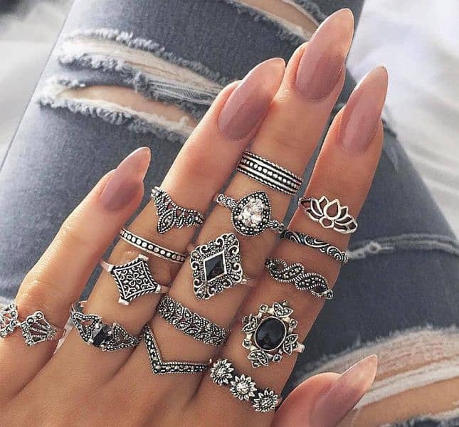 15 Pcs Trendy Rings Set For Girls 0