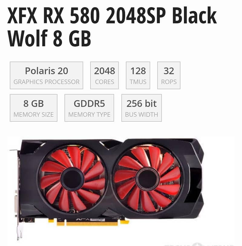 AMD RADEON XFX RX 580 8GB DDR5 BLACK WOLF EDITION 4