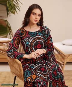 2 PCs Women's Unstitched Linen Digital Printed Suit