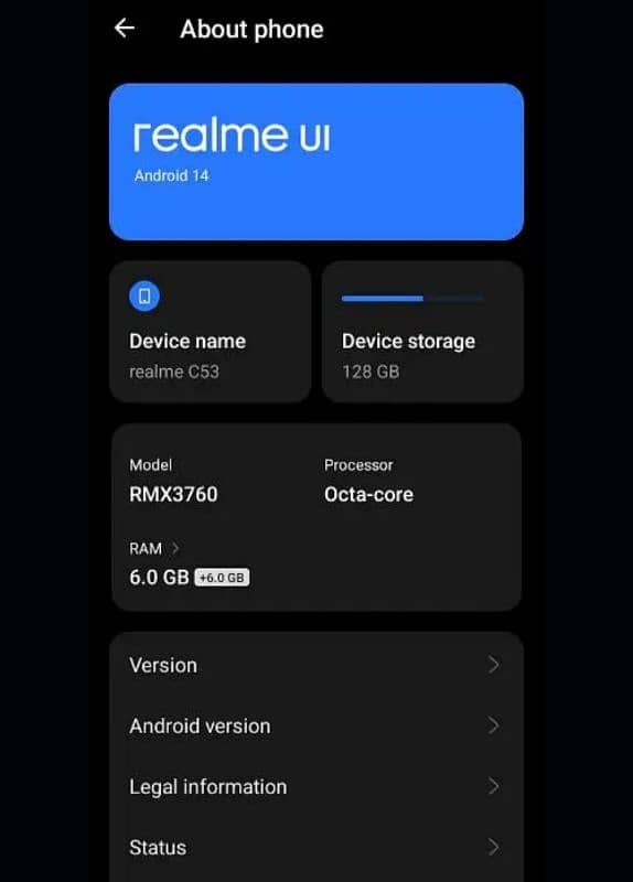 Realme C53 6+6gb 128gb full Box Exchange possible 3